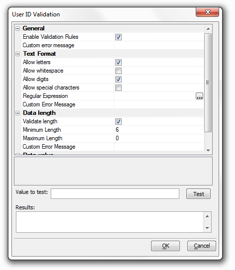 A User Id Validation Rules